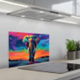 Olifant - Kleurrijk - Lucht - Abstract keuken achterwand spatscherm klein -3d_schuin