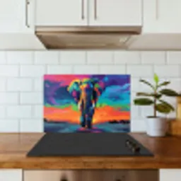 Olifant - Kleurrijk - Lucht - Abstract keuken achterwand spatscherm klein -sfeer2