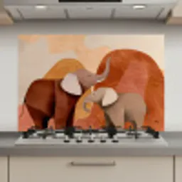 Olifanten - Oranje - Abstract keuken achterwand spatscherm klein -3d_website
