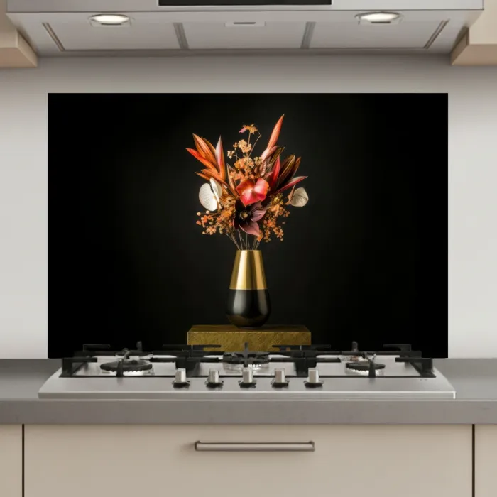 Exotisch - Boeket - Vaas - Goud keuken achterwand spatscherm klein -3d_website
