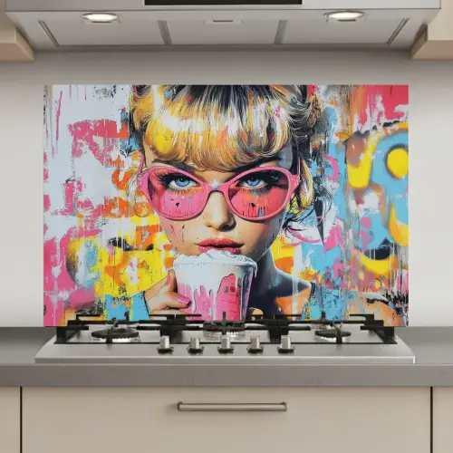 Expressief - Milkshake - Vrouw - Felle kleuren keuken achterwand spatscherm klein -3d_website