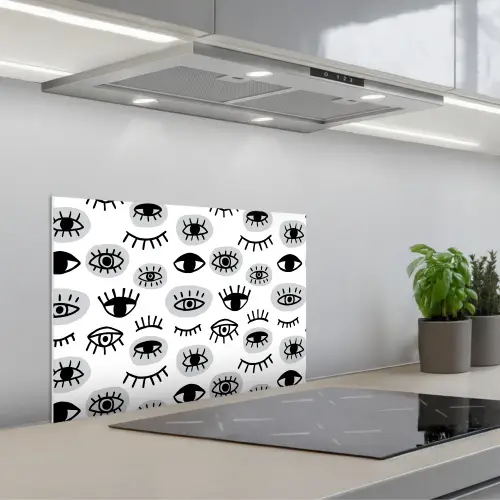 Ogen - Gestileerd - Expressief keuken achterwand spatscherm klein 900 -3d_schuin