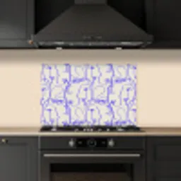 Gezicht - Blauw - Lijnen - Beige keuken achterwand spatscherm klein 900 -sfeer1