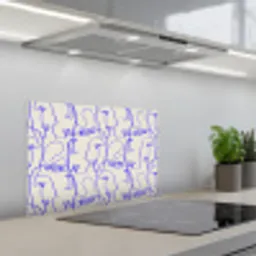 Gezicht - Blauw - Lijnen - Beige keuken achterwand spatscherm klein 900 -3d_schuin