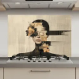 Gezicht - Bloemen - Zwart - Vrouw keuken achterwand spatscherm klein -3d_website