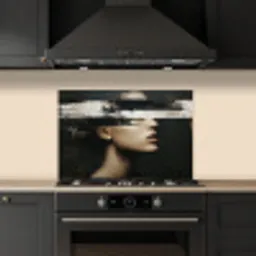 Gezicht - Vrouw - Zwart - Abstract keuken achterwand spatscherm klein -sfeer1