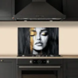 Gezicht - Vrouw - Penseelstreken - Abstract keuken achterwand spatscherm klein -sfeer1
