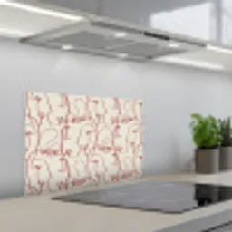 Gezichten - Abstract - Rood - Beige keuken achterwand spatscherm klein 900 -3d_schuin