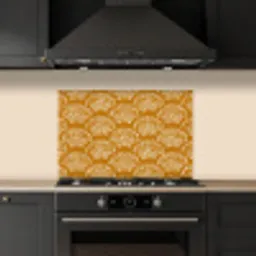 Waaierachtige motieven - Geel - Vintage keuken achterwand spatscherm klein -sfeer1
