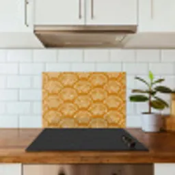 Waaierachtige motieven - Geel - Vintage keuken achterwand spatscherm klein -sfeer2