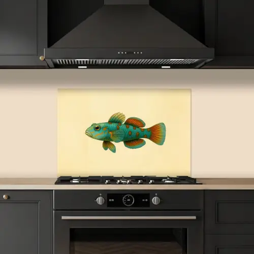 Vis - Blauw - Stippen - Schubben keuken achterwand spatscherm klein -sfeer1