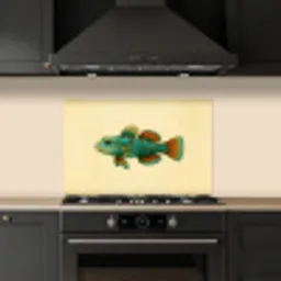 Vis - Blauw - Stippen - Schubben keuken achterwand spatscherm klein -sfeer1