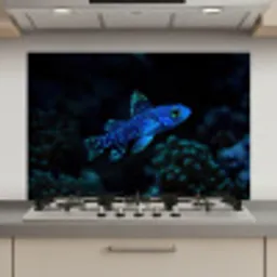 Vis - Stippen - Koraal - Blauw keuken achterwand spatscherm klein -3d_website