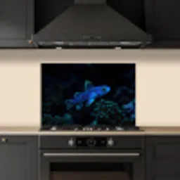 Vis - Stippen - Koraal - Blauw keuken achterwand spatscherm klein -sfeer1