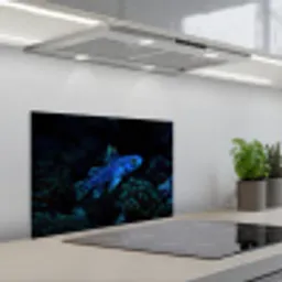 Vis - Stippen - Koraal - Blauw keuken achterwand spatscherm klein -3d_schuin