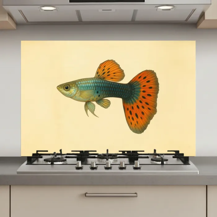 Vis - illustratie - Stippen - Oranje keuken achterwand spatscherm klein -3d_website