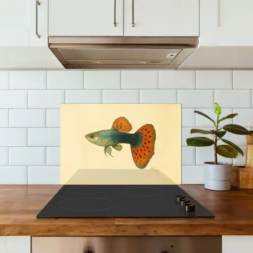 Vis - illustratie - Stippen - Oranje keuken achterwand spatscherm klein -sfeer2