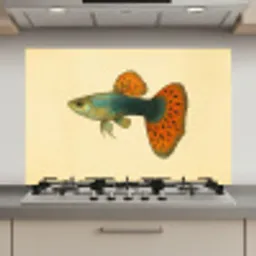 Vis - illustratie - Stippen - Oranje keuken achterwand spatscherm klein -3d_website