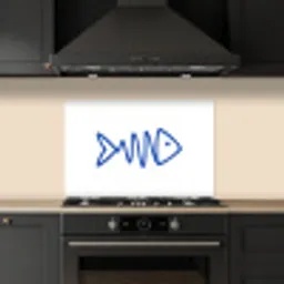 Vis - Minimalistisch - Blauw - Lijn keuken achterwand spatscherm klein -sfeer1