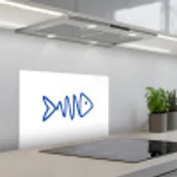 Vis - Minimalistisch - Blauw - Lijn keuken achterwand spatscherm klein -3d_schuin