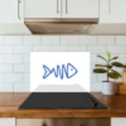 Vis - Minimalistisch - Blauw - Lijn keuken achterwand spatscherm klein -sfeer2