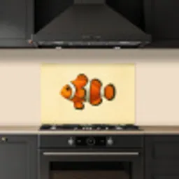 Vis - Oranje - Strepen keuken achterwand spatscherm klein -sfeer1