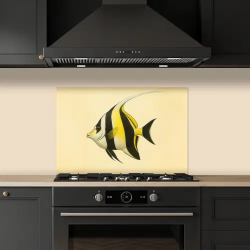 Vis - Sierlijk - Rugvin - Geel keuken achterwand spatscherm klein -sfeer1