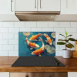 Vissen - Waterlelies - Oranje - Water keuken achterwand spatscherm klein -sfeer2