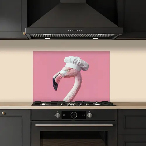Flamingo - Roze - Koksmuts - Vogel keuken achterwand spatscherm klein -sfeer1