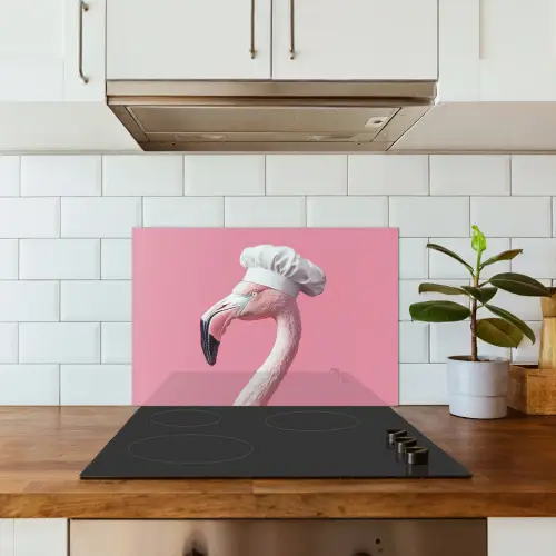 Flamingo - Roze - Koksmuts - Vogel keuken achterwand spatscherm klein -sfeer2