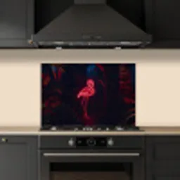 Flamingo - Roze - Neon - Licht keuken achterwand spatscherm klein -sfeer1