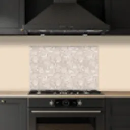 Bloemenprint - Grijs - Crème keuken achterwand spatscherm klein 900 -sfeer1