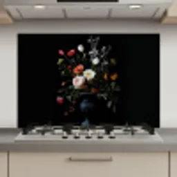 Bloemstuk - Vaas - Zwart keuken achterwand spatscherm klein -3d_website