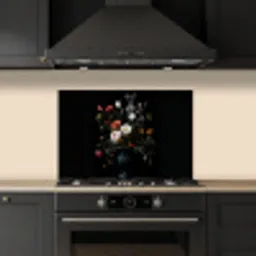 Bloemstuk - Vaas - Zwart keuken achterwand spatscherm klein -sfeer1