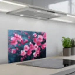 Bloem - Bloesems - Roze - Abstract keuken achterwand spatscherm klein -3d_schuin
