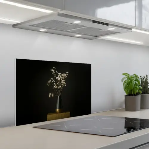 Bloembollen - Wit - Vaas - Minimalistisch keuken achterwand spatscherm klein -3d_schuin
