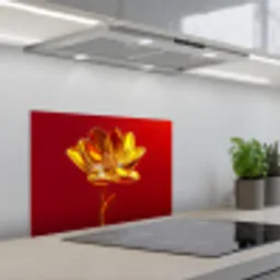 Bloem - Goud - Glazen keuken achterwand spatscherm klein -3d_schuin