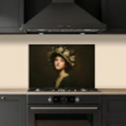 Bloemenhoed - Portret - Vrouw keuken achterwand spatscherm klein -sfeer1