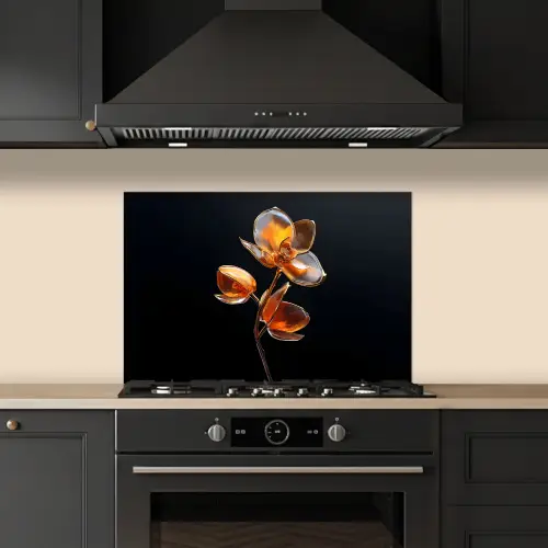 Bloem - Orchidee - Oranje keuken achterwand spatscherm klein -sfeer1