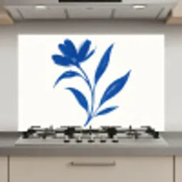 Bloem - Blaadjes - Minimalistisch - Blauw keuken achterwand spatscherm klein -3d_website