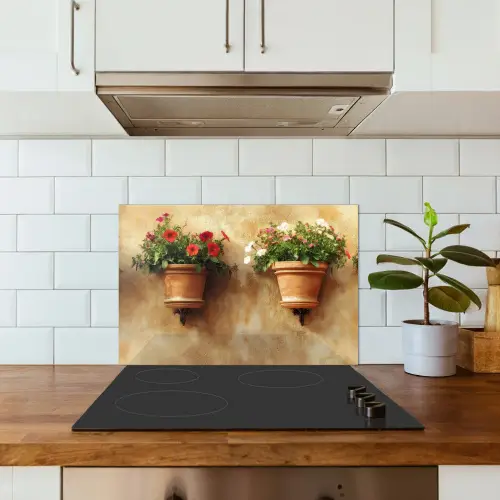 Bloempotten - Muur - Vintage keuken achterwand spatscherm klein -sfeer2