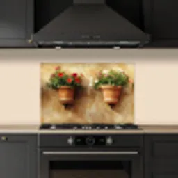 Bloempotten - Muur - Vintage keuken achterwand spatscherm klein -sfeer1