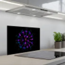 Bloem - Paars - Blauw - Macro - Zwart keuken achterwand spatscherm klein -3d_schuin