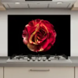 Bloem - Roos - Rood - Zwart keuken achterwand spatscherm klein -3d_website