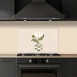 Bloem - Wit - Vaas - Quote keuken achterwand spatscherm klein -sfeer1