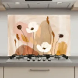 Bloemen - Abstract - Beige - Kunst keuken achterwand spatscherm klein -3d_website