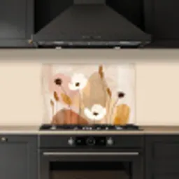 Bloemen - Abstract - Beige - Kunst keuken achterwand spatscherm klein -sfeer1