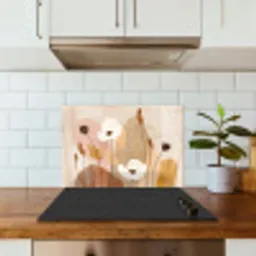 Bloemen - Abstract - Beige - Kunst keuken achterwand spatscherm klein -sfeer2