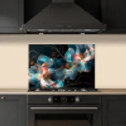 Bloemen - Zwart - Licht - Flora keuken achterwand spatscherm klein -sfeer1