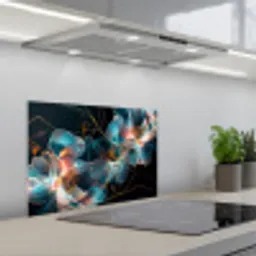 Bloemen - Zwart - Licht - Flora keuken achterwand spatscherm klein -3d_schuin